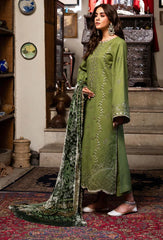 izel - Winter 3PC Dhanak Embroidered Suit - BN33110
