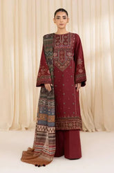 Sapphire - Winter 3PC Dhanak Embroidered Suit - BN3363