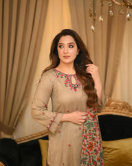 Winter 3PC Dhanak Embroidered Suit - kp33131