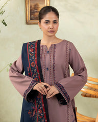izel - Winter 3PC Dhanak Embroidered Suit - BN33106