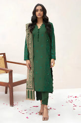 BN553-WINTER 3PC Dhannak Embroidered suit with Printed Shawll