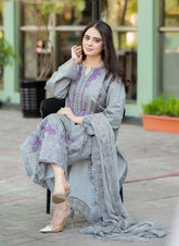 KP1047 - Mushq - 3PC Lawn ChickenKari Embroidered Suit