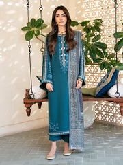 izel - Winter 3PC Dhanak Embroidered Suit - BN33104