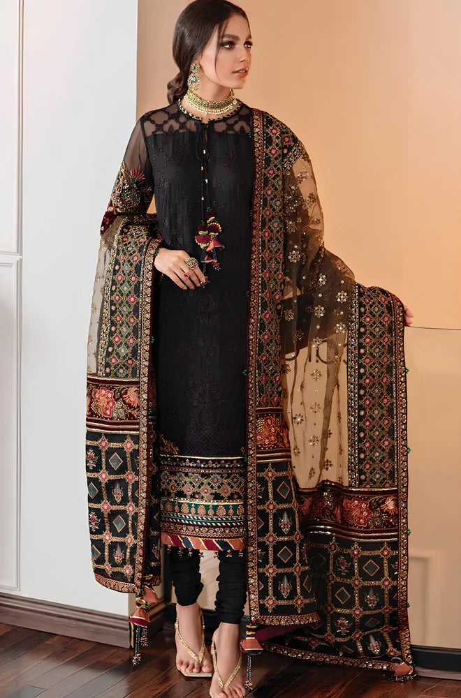 KP201-3 Piece Unstitched Heavy Embroidered Lawn Suit With Heavy Embroidered Organza Dupatta