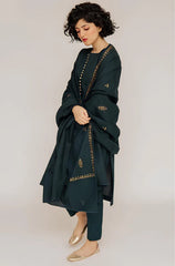 BN566-WINTER 3PC Dhannak Embroidered Suit with Dhanak Embroidered Shawll