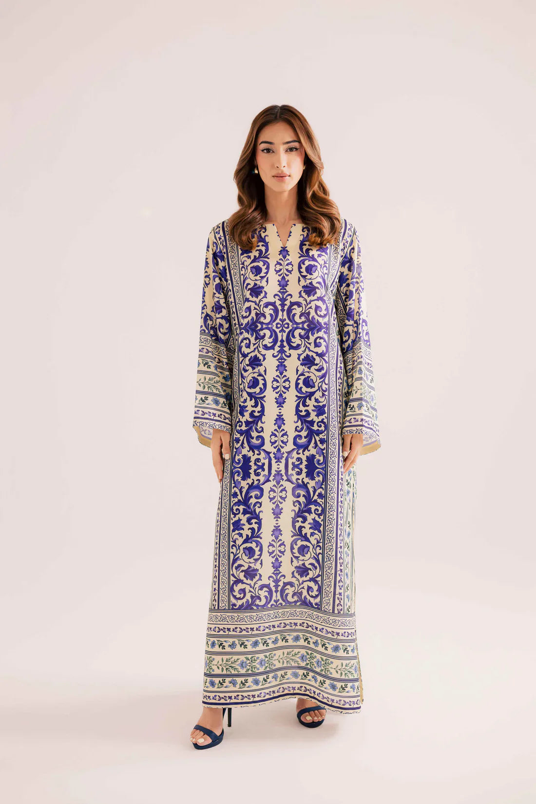 2 piece Silk printed coord Kaftaan - kp1131