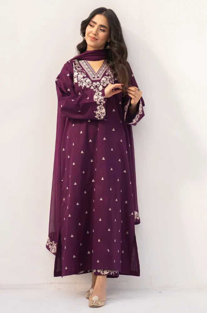 Dyot - Summer 3PC Lawn Embroidered Suit - kp1112