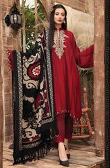 BN520-WINTER 3PC Dhannak Embroidered suit with Printed Shawll