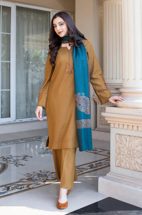 Asling - Winter 3PC Dhanak Embroidered Suit - BN3354
