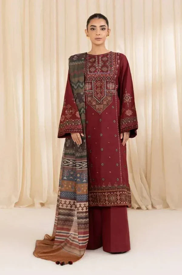 Sapphire - Winter 3PC Dhanak Embroidered Suit - BN3363