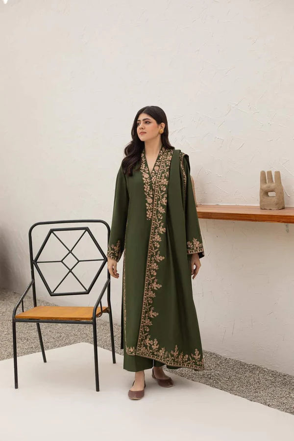 Agha Noor - Winter 3PC Dhanak Embroidered Suit - BN3340