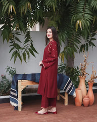 BN503-WINTER 3PC Dhanak suit with Embroidered Shawll