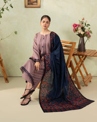 izel - Winter 3PC Dhanak Embroidered Suit - BN33106