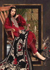 BN520-WINTER 3PC Dhannak Embroidered suit with Printed Shawll