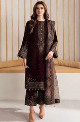 BN902-Winter Velvet Unstitched 3PCs Embroidered Dress With Organza Dupatta