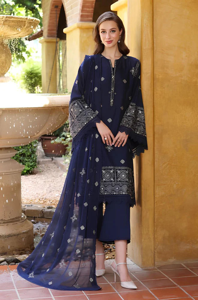 KP208-BAREEZE-EMBROIDERED 3PC LAWN DRESS WITH EMBROIDERED CHIFFON DUPATTA