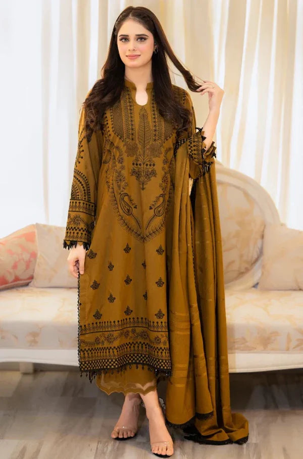 Libass - Winter 3PC Dhanak Embroidered Suit - BN3312