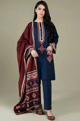 BN522-WINTER 3PC Linen Embroidered suit with Embroidered Shawll