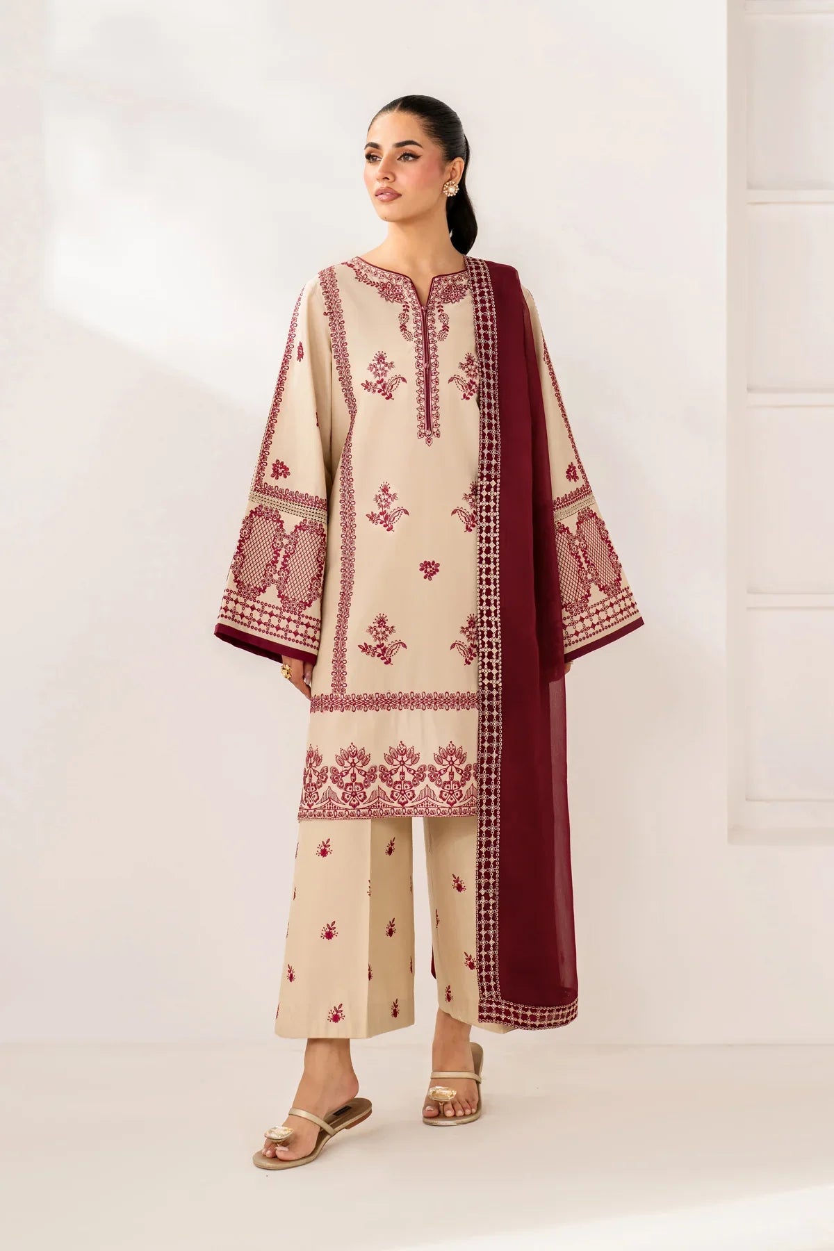 Summer-3PC Lawn Embroidered Suit - kp1201