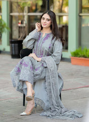 Mushaq - Winter 3PC Dhanak Embroidered Suit - BN3366