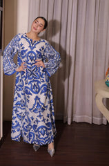 2 piece Silk printed coord kaftan - kp1130