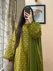 Summer 3PC Lawn Digital Print Dress - KP1153