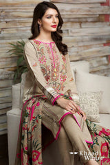 BN530-WINTER 3PC Khaddar Embroidered Suit with Printed Wool Shawll